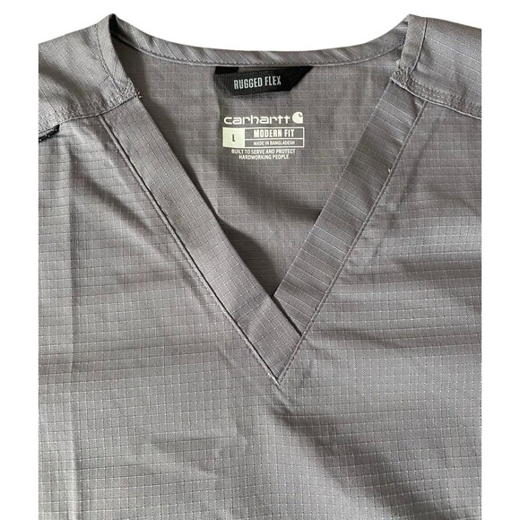 Carhartt Women’s Gray Rugged Flex Ripstop V-Neck Scrub Top Sz L NEW - Picture 2 of 5